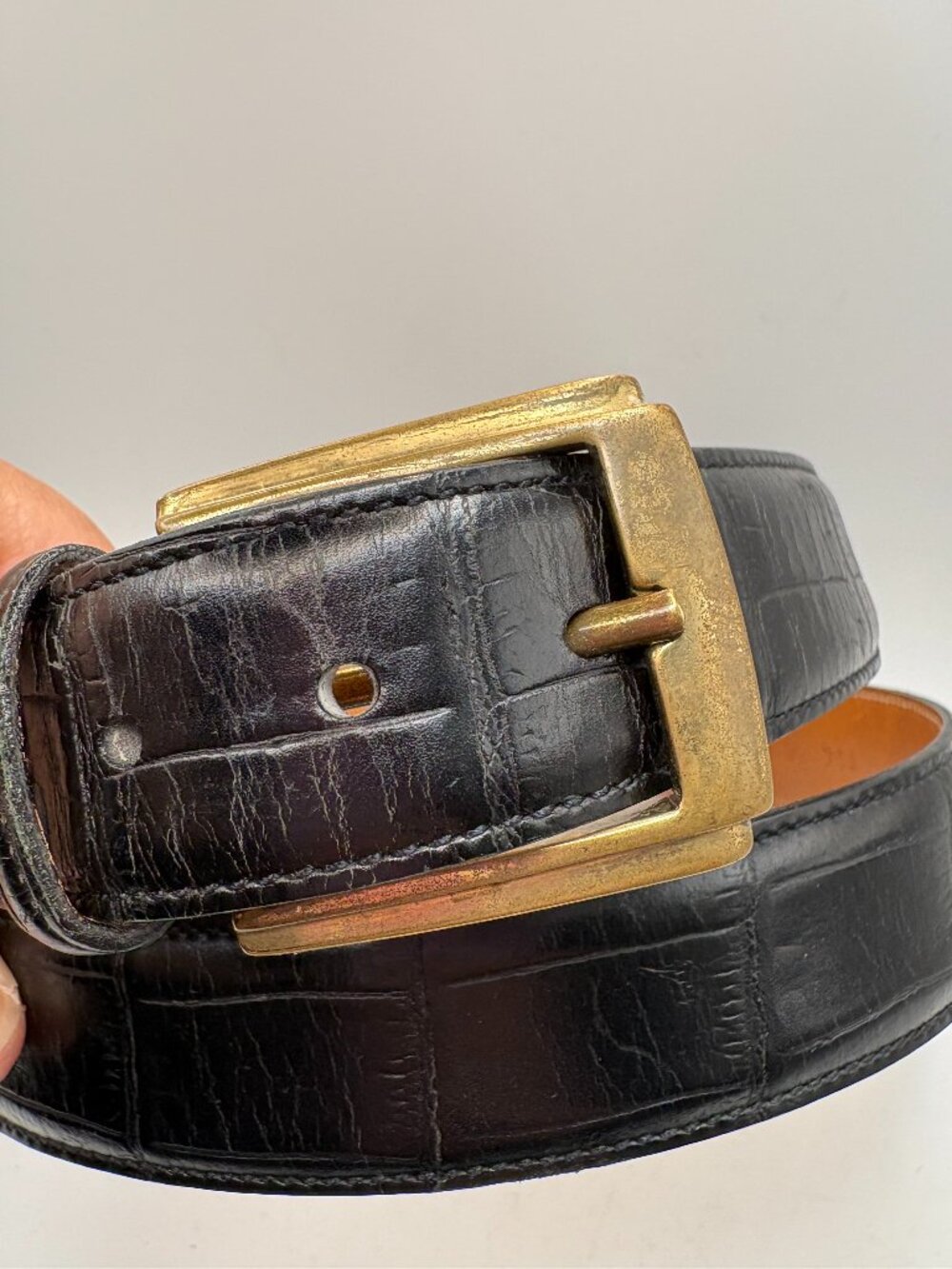Trafalgar Italian Calfskin Croc Embossed Belt 42